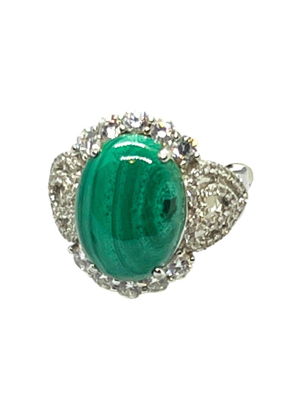 Beautiful green Malachite Ring, size 7, .925 sterling silver, chic, genuine